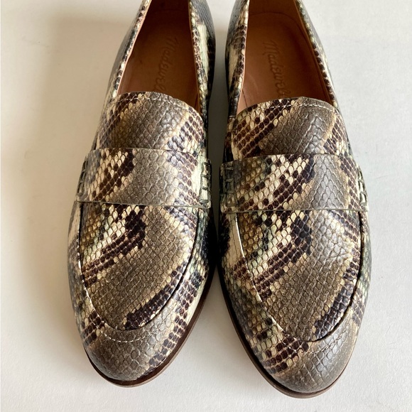 New Madewell Green Brown Beige Snake Skin Leather Loafers size 7.5 - Picture 13 of 13
